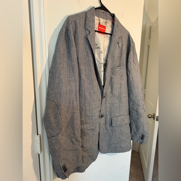 Tommy Bahama Linen Blazer Houndstooth Sport Coat Black White Mens Size XL - Picture 2 of 10